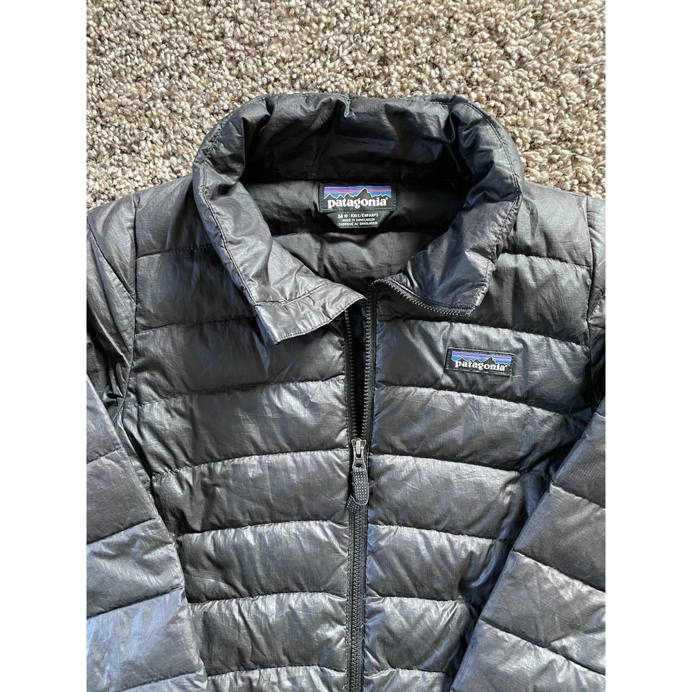 Patagonia Kids Size 10 Black Puffer Jacket Long Sleeve Full Zip - Picture 2 of 6
